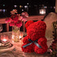 Rose Faux Teddy Bear with Gift Box and Lights - Romantic Anniversary or Valentine's Day Gift, Wedding Decor