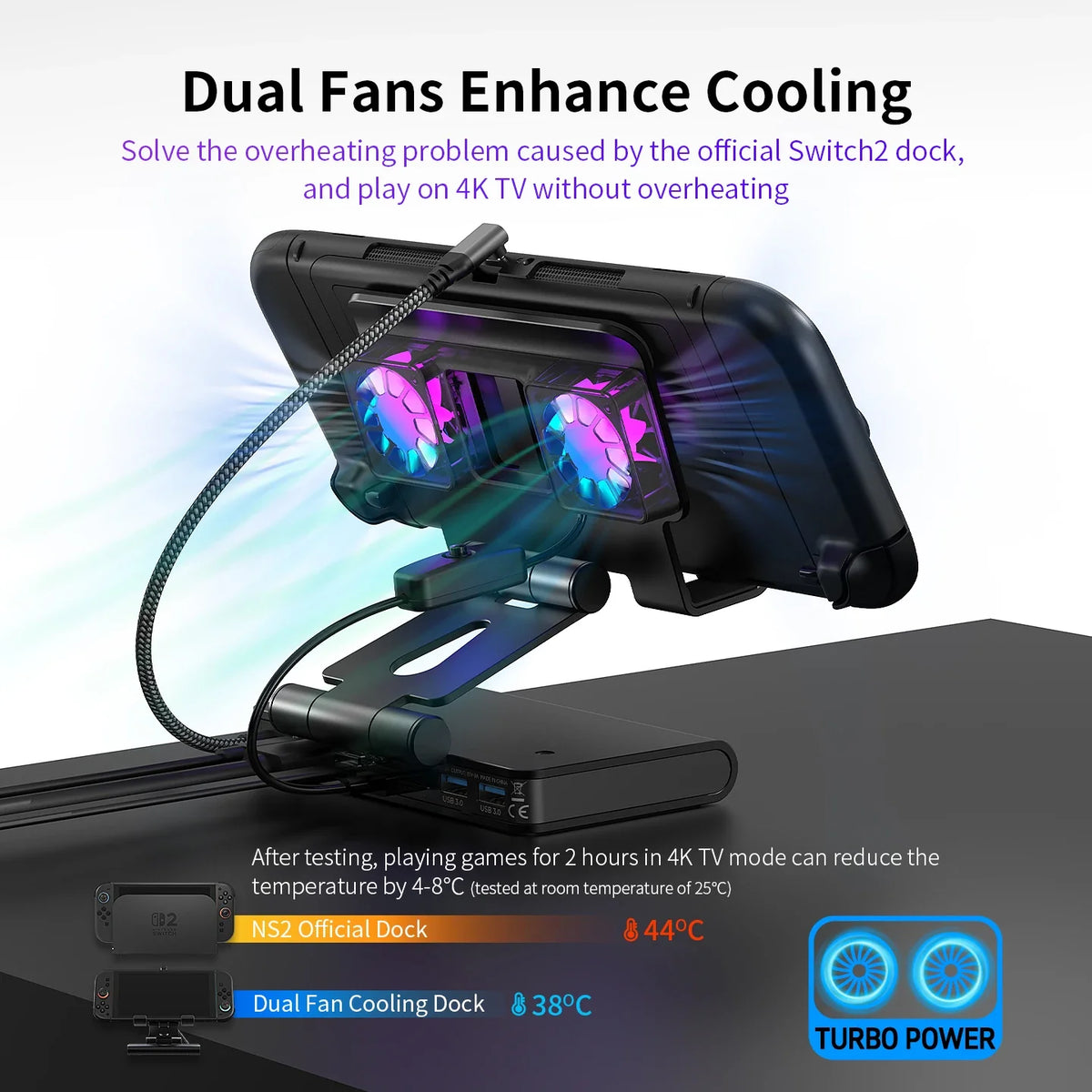 Station Docking 100W With Dual Fans 4K HDMI Gaming Dock