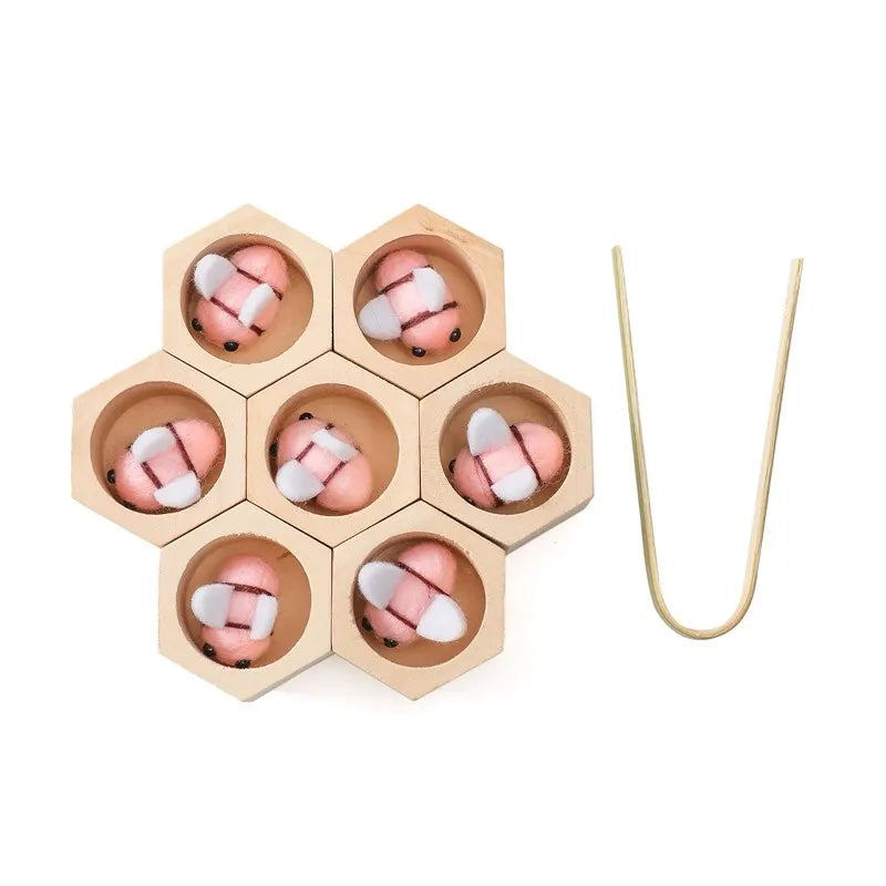 Fine Montessori Motor Toy 0-12 Months Wooden Bee Honeycomb Sensory Game Fall 2025 Development Gift