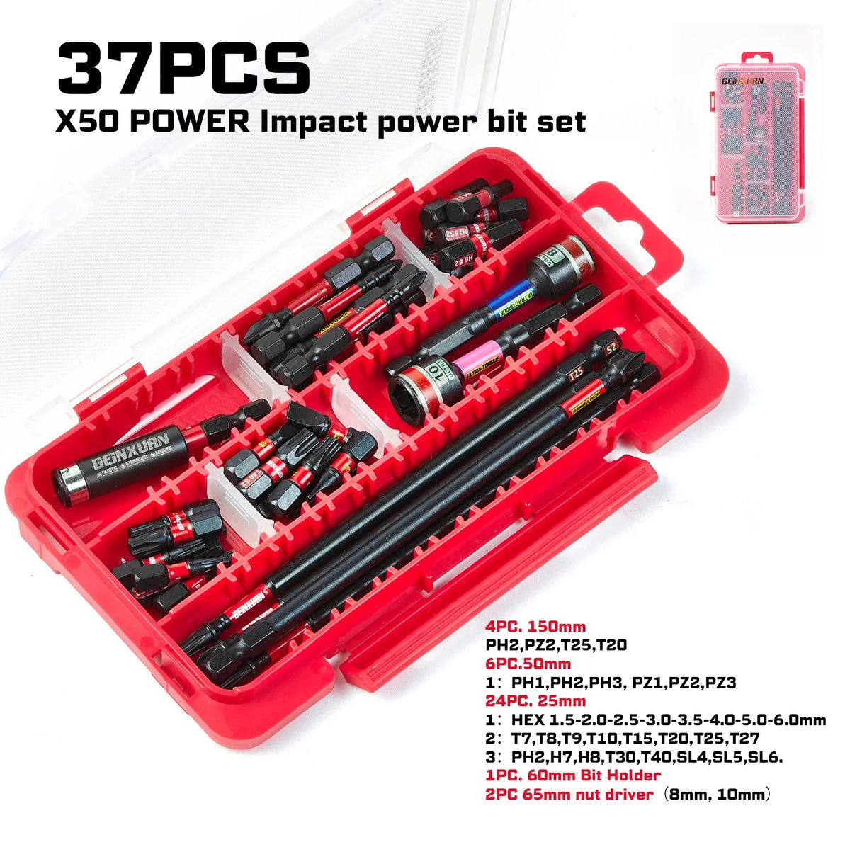 Impact Screwdriver Bits Kit Magnetic Case S2 Alloy Steel 50 to 79 Pcs with Bit Holder and Nut Driver Fall 2025 Gift
