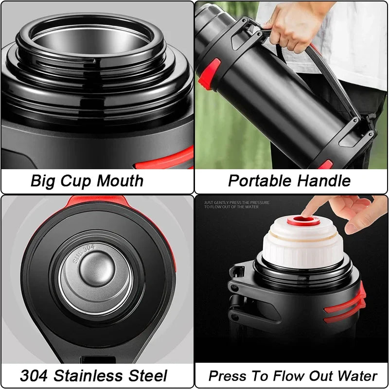 Stainless 1200ml Steel Thermos Bottle Insulated Travel Flask