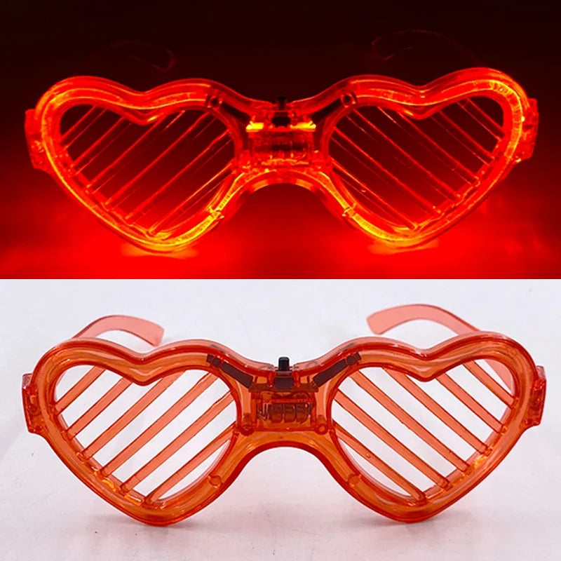 Up Light LED Glasses - 5 Colors Heart Shape Glow Party Supplies for Kids and Adults