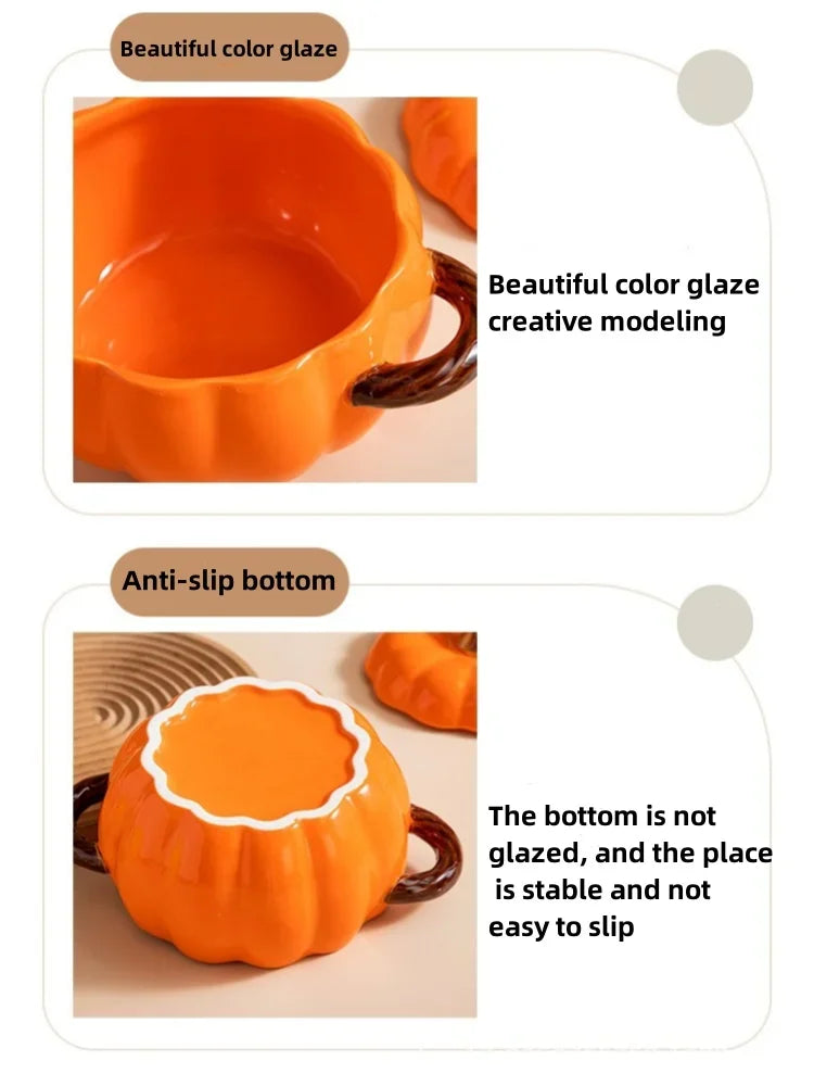 Ceramic2025 Edition Soup Pot Pumpkin Lid Porcelain Large Fall