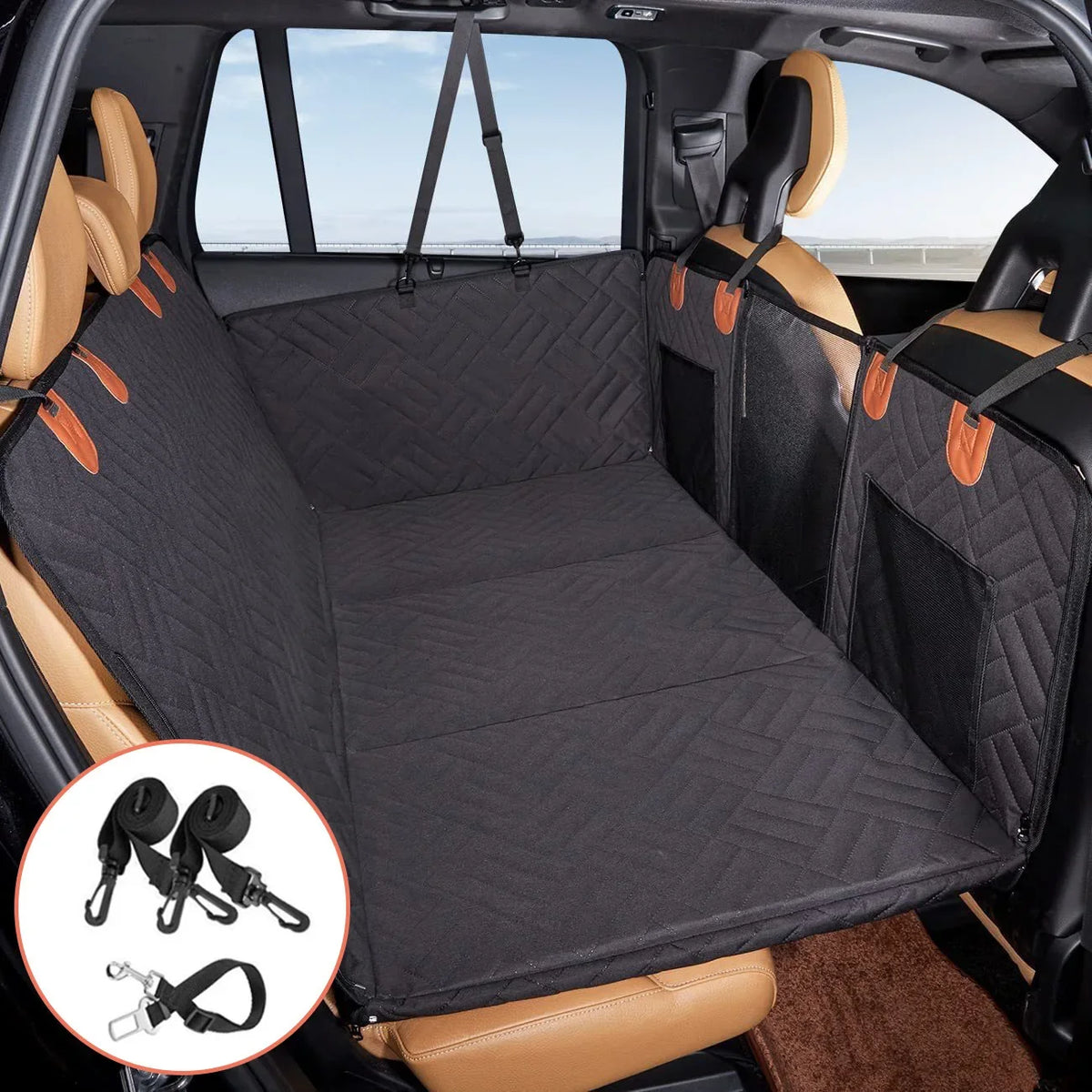 Water-Resistant Pet Car Seat Cover - Anti-Slip Scratch-Proof Hammock Back Seat Protector for Dogs