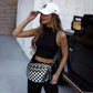 checkered nylon, box shape, travel and daily use – Multi-Use unisex crossbody bum bag