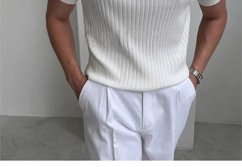 Fast-dry men's golf polo shirt - slim fit short sleeve, polyester, for sports and casual wear