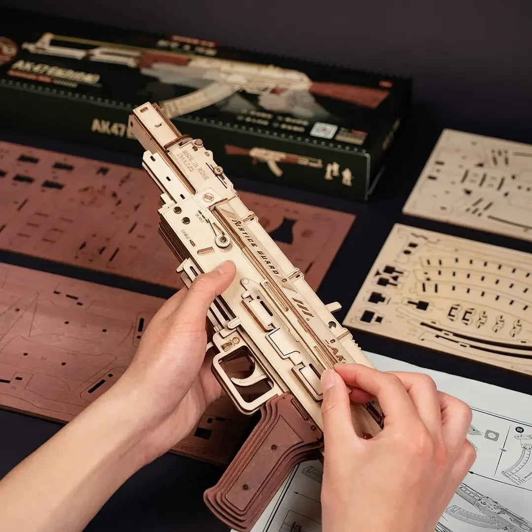 Rokr Robotime 3D Wooden Puzzle Toy Rifle Kit for Adults & Kids, Unique Gift