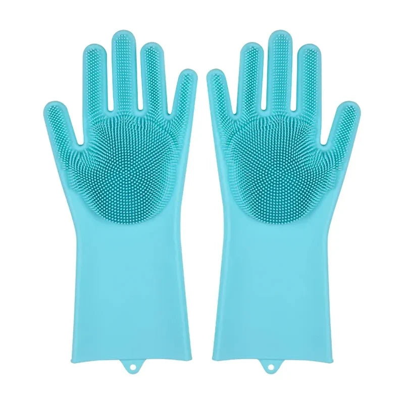 Silicone Dishwashing Gloves with Scrubber - Eco-Friendly Household Cleaning Device