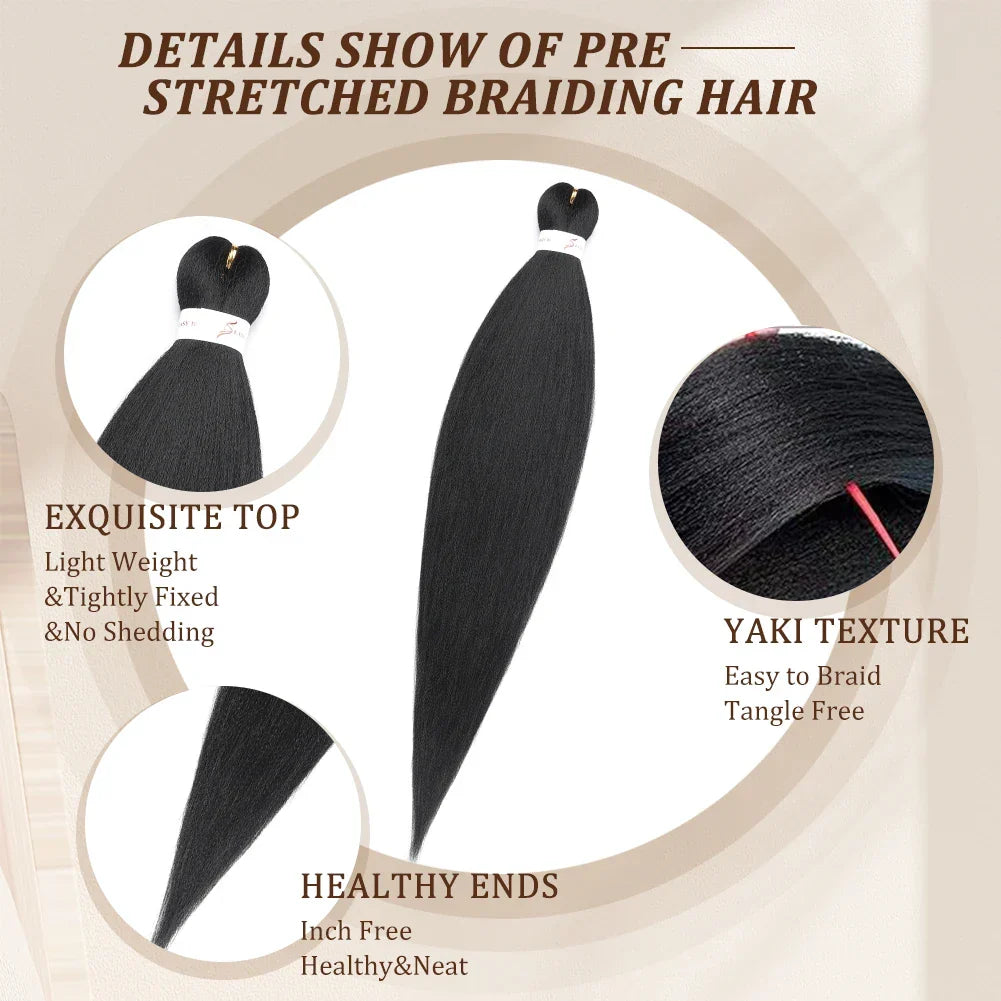 Braids Pre-Stretched Synthetic Ombre Yaki Texture Extensions