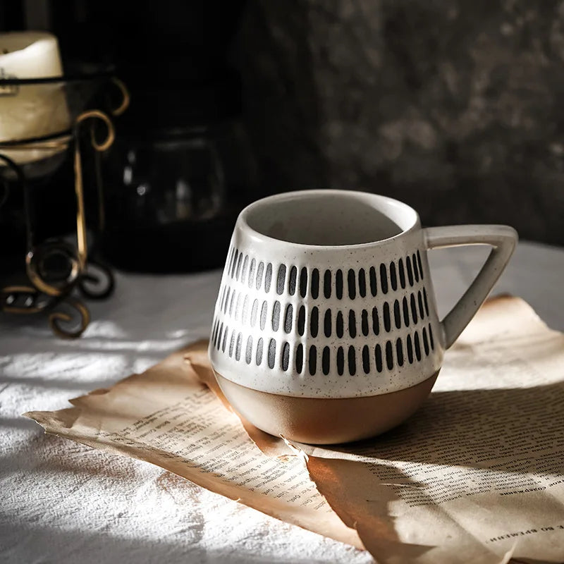 Mug Ceramic Hand Painted Large Capacity Retro Coffee Cup Fall 2025 Artisanal Breakfast Gift
