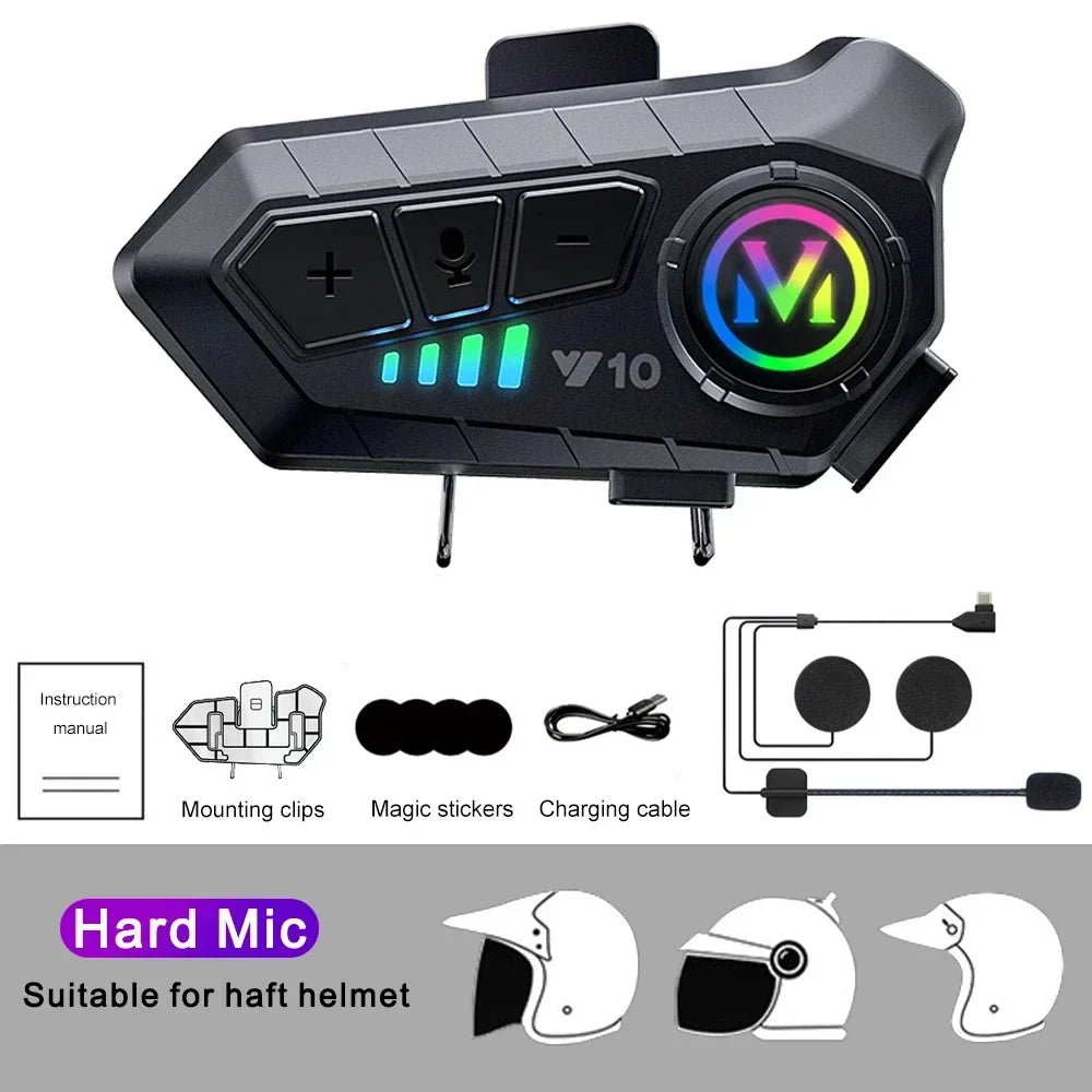 Water-Resistant Hands-Free Call Music Speaker Universal Fit 2026 – Bluetooth 5.3 Motorcycle Helmet Headset Y10
