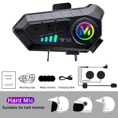 Water-Resistant Hands-Free Call Music Speaker Universal Fit 2026 – Bluetooth 5.3 Motorcycle Helmet Headset Y10