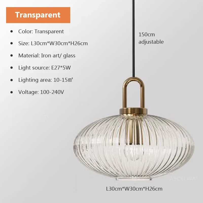 Japandi Glass Pendant Light Japanese Scandinavian Hanging Lamp Warm