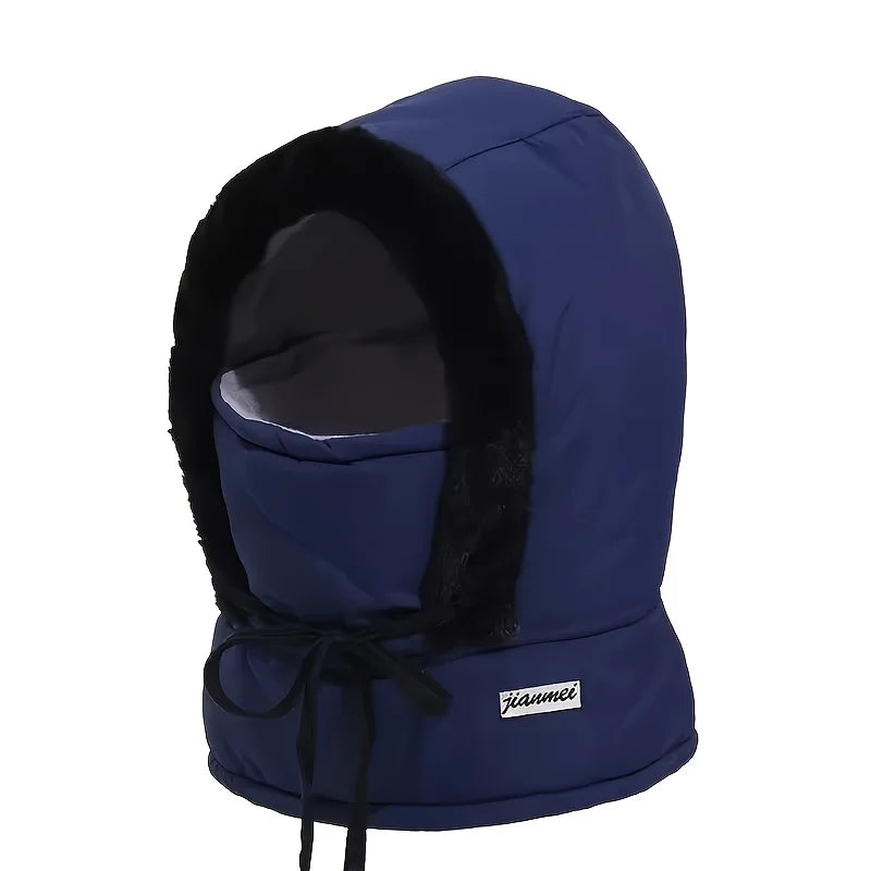 Cozy Insulating Women's Balaclava Hood - Quilted Padded Faux-Fur Trim, Windproof For Winter Sports