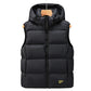 Men's Warm Down Vest - Boxy Quilted, Cotton Blend, Autumn