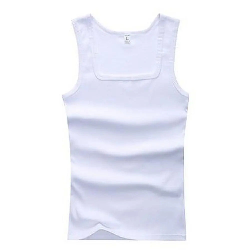 slash neck, casual fit, solid, summer knit vest – Breathable men's cotton tank top