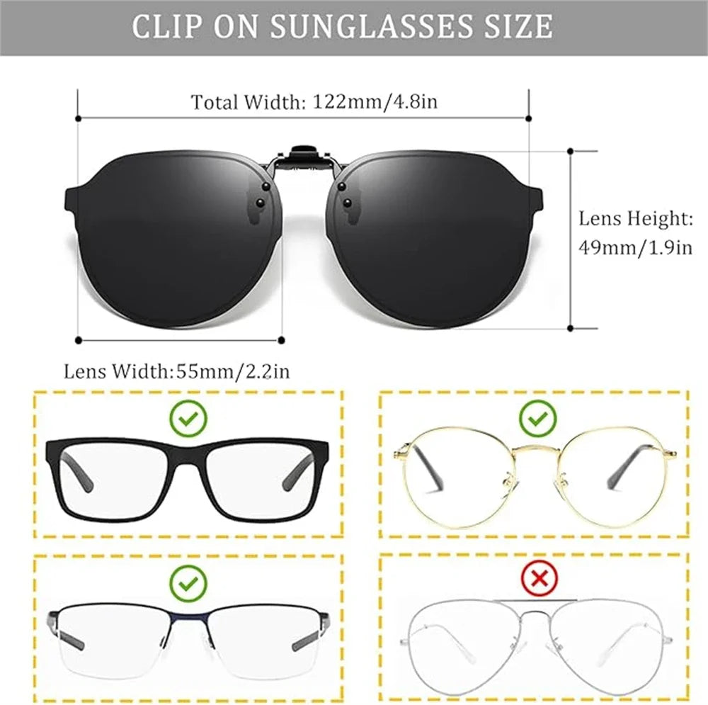 Clip-On2026 Edition Sunglasses Polarized UV400 Flip Up Clip Night Vision Clip Universal Goggles For Driving And Fishing Summer