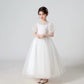 Plush Girls' Dress - Flowy Princess-Cut Lace-Embroidery, Polyester, Wedding Party