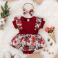 Plush baby girl dress - floral print, bowknot accents, cotton-elastane, summer wear