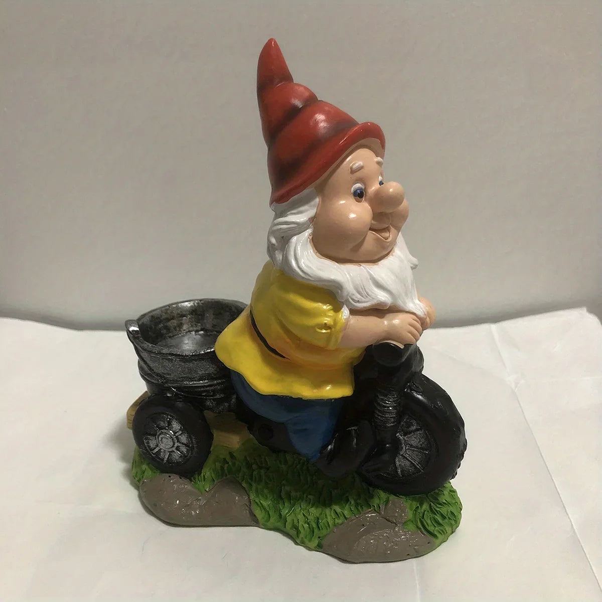 Garden2026 Edition Gnome On Bicycle Statue Sturdy Resin Outdoor Decor Flower Cart Dwarf Ornament Fall