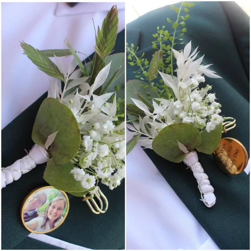 Photo Custom Brooch Pin - Personalized Memorial Picture Wedding Boutonniere Pendant, Zinc Alloy