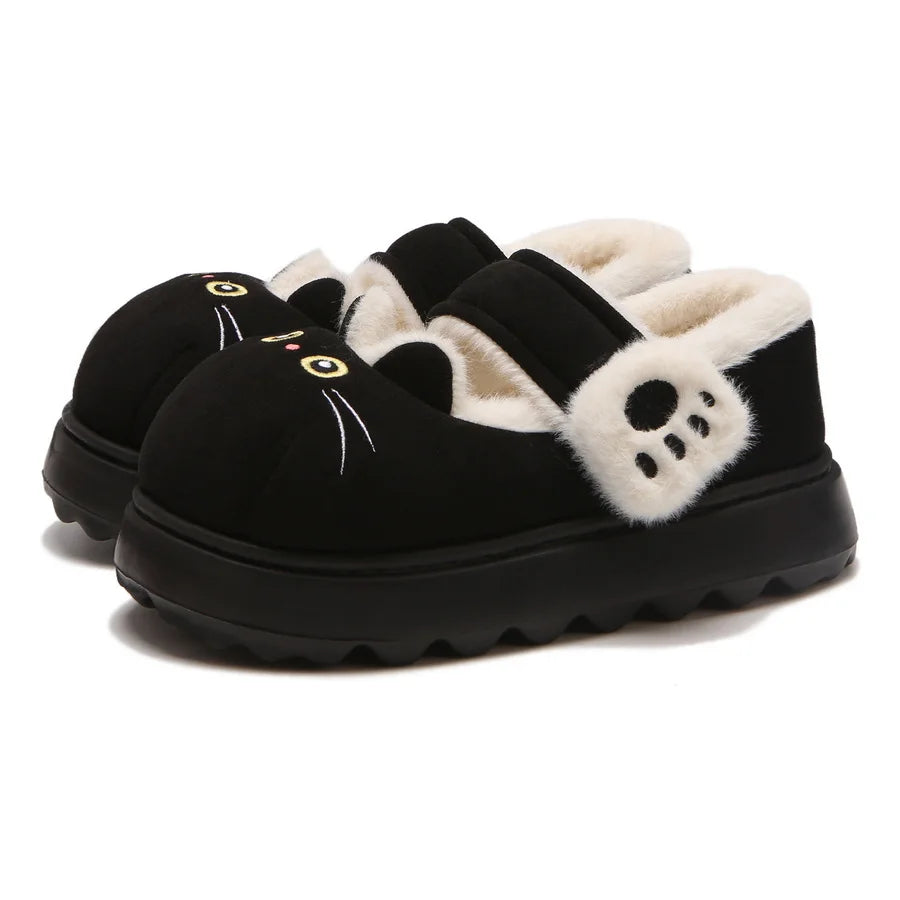 Plush Women’s Cat Slippers - Cat-Face Design, Plush Lining, Cozy Indoor Lounging