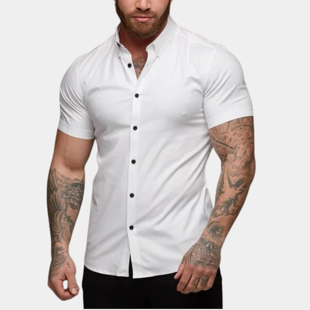 Variant image for Stylish Short Sleeve Men's Shirt in Black, Blue, Gray, Red, and White - Comfortable Casual T-Shirt for Everyday Wear-6