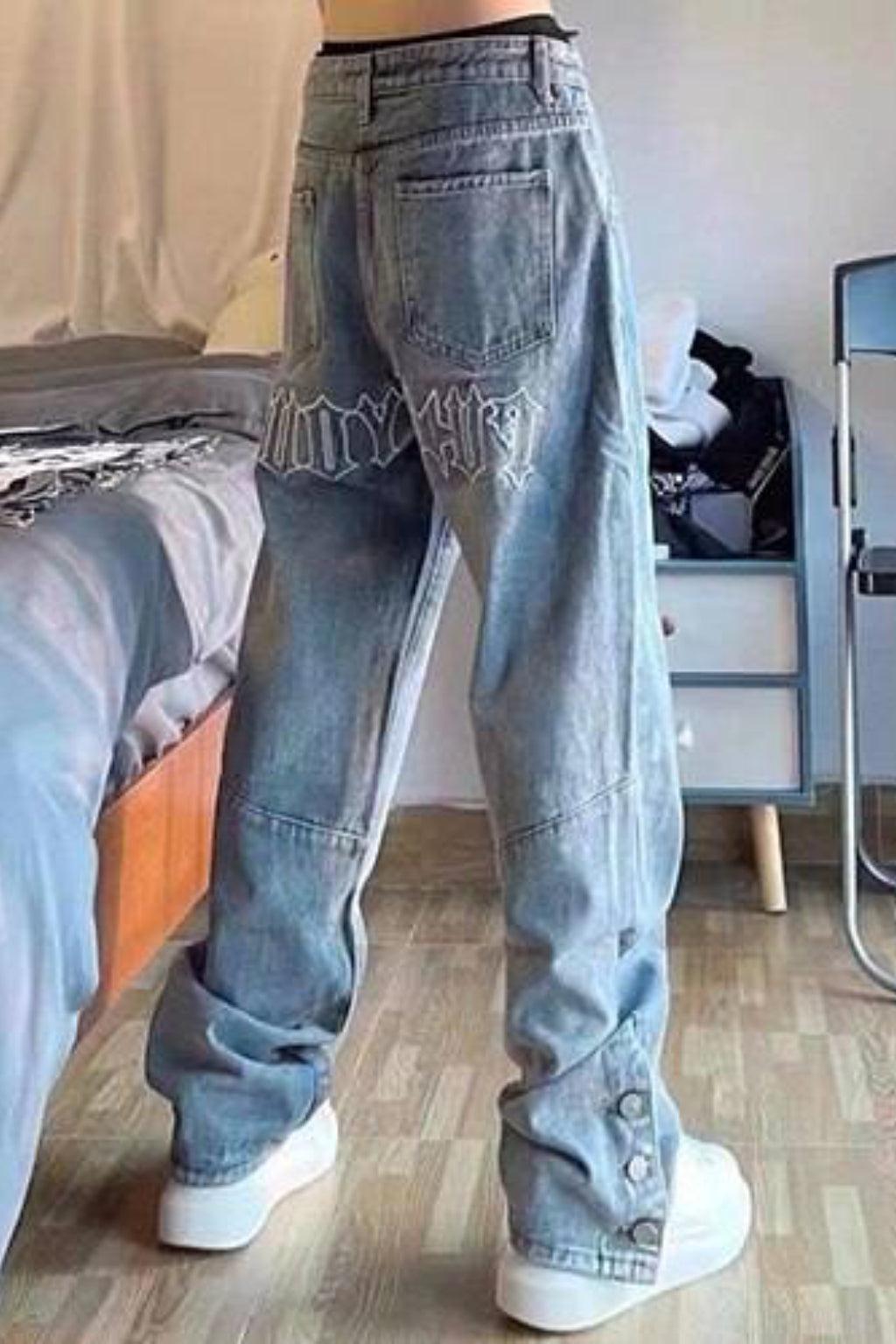 Variant image for High-Waisted Stacked Women's Jeans, Trendy Relaxed Fit Denim, Comfortable 100% Cotton, Available in Light Blue, Dark Blue, Black-1