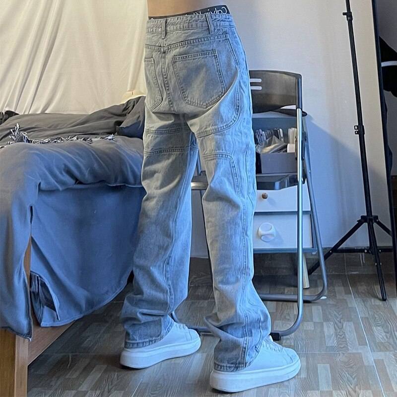 High-Waisted Stacked Women's Jeans, Trendy Relaxed Fit Denim, Comfortable 100% Cotton, Available in Light Blue, Dark Blue, Black-4