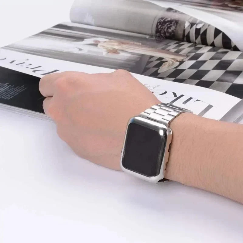 Steel Stainless Watch Band With Protective Case Secure Fit