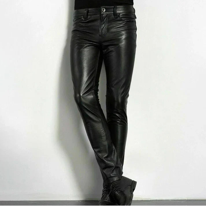 Stylish men's slim fit leather pants – tailored design, premium leather, for bold fashion statements 1