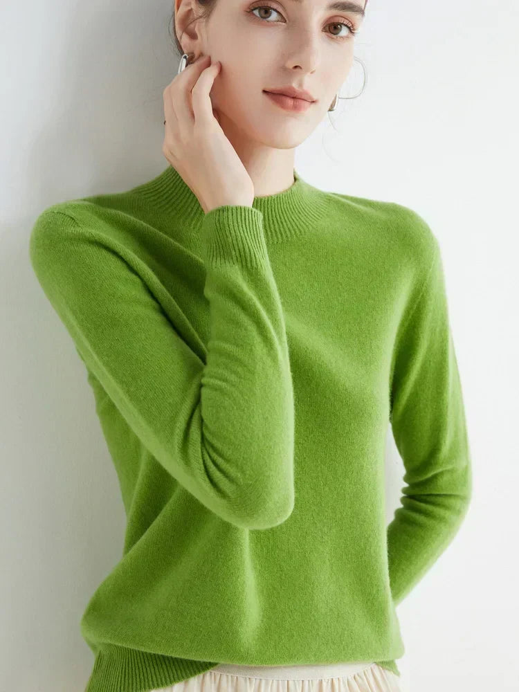 Plush Timeless Women’s Pullover - Mock Neck, Wool, Work