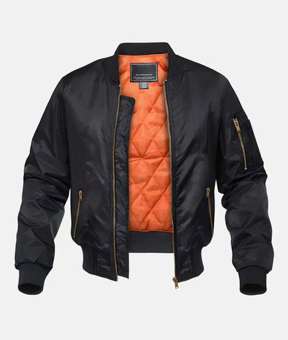 Water-Resistant Mens Bomber Jacket - Pilot Style, Nylon, Winter