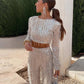 Variant image for Elegant Ladies Crop Top Set with Matching Pants, Soft Breathable Fabric, Flattering Fit for Summer Fashion, Casual Outings and Festivals-5