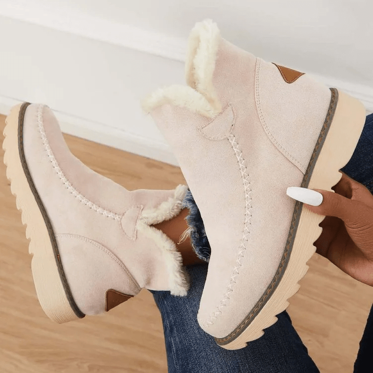 Women’s Insulating Winter Boots - Ankle Suede, Fleece Lined