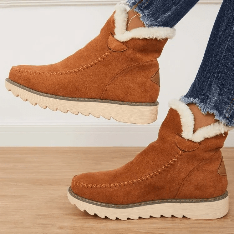 Women’s Insulating Winter Boots - Ankle Suede, Fleece Lined