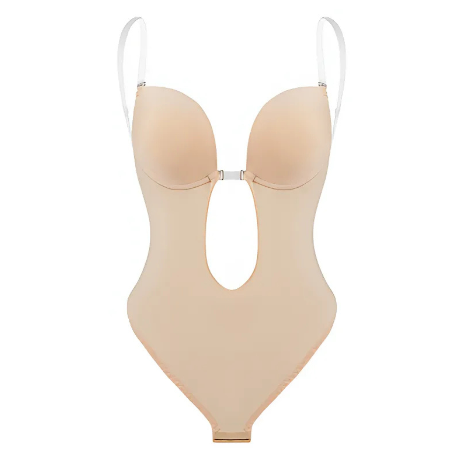 Variant image for Low-Cut Seamless Black Shapewear Bodysuit with Adjustable Straps and Built-in Bra Pillow for Enhanced Support-7