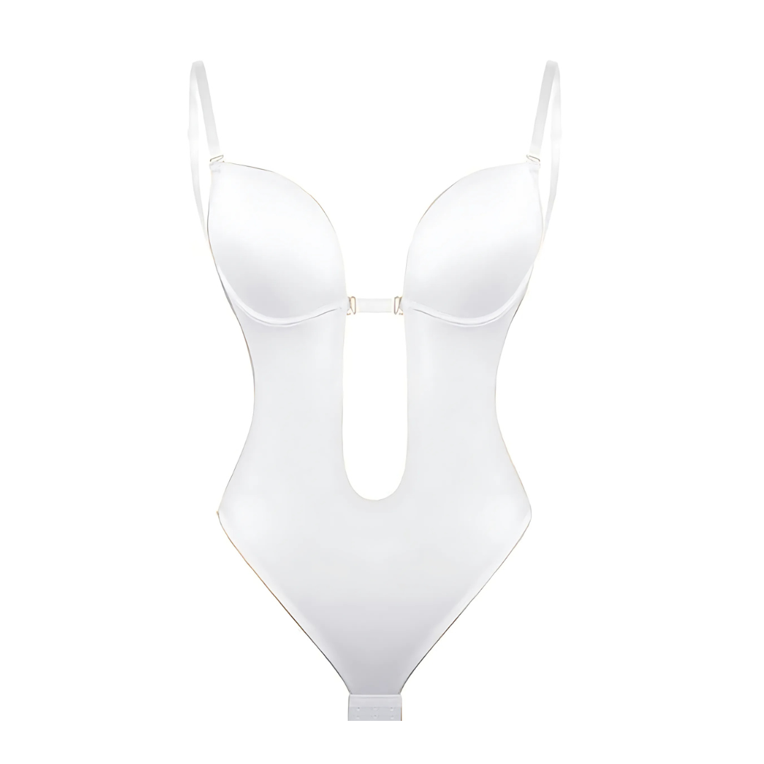 Variant image for Low-Cut Seamless Black Shapewear Bodysuit with Adjustable Straps and Built-in Bra Pillow for Enhanced Support-13