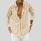 Men's Slim Fit Striped Linen Shirt, Breathable Casual Wear Top in Light Fabric for Summer-4