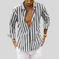 Men's Slim Fit Striped Linen Shirt, Breathable Casual Wear Top in Light Fabric for Summer-5