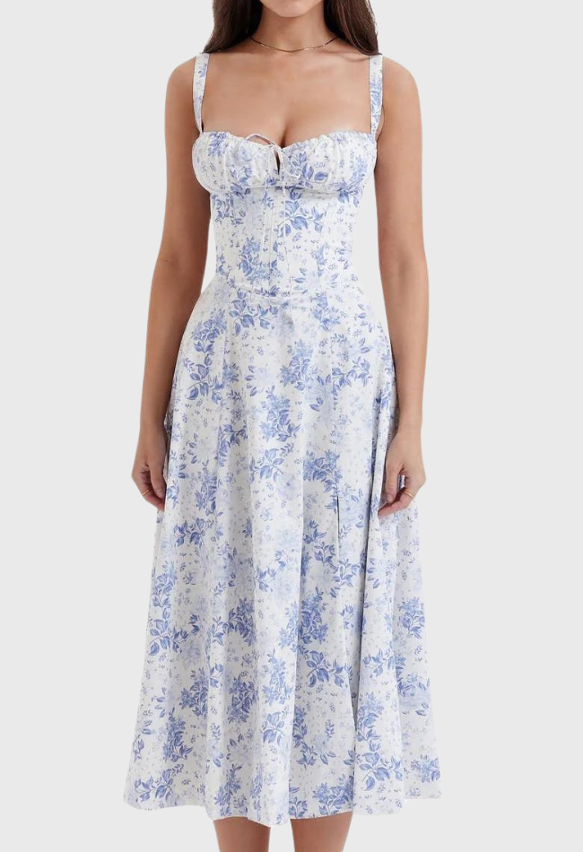 Women's Midi Bustier Corset Dress - Elegant Summer Cocktail Dress in Lightweight Fabric-3