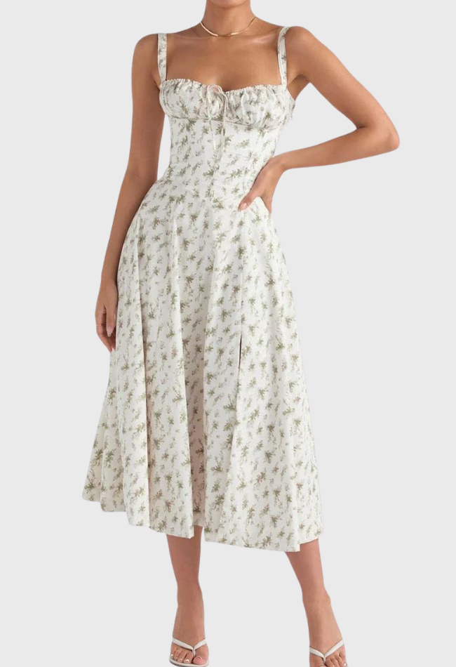 Women's Midi Bustier Corset Dress - Elegant Summer Cocktail Dress in Lightweight Fabric-4