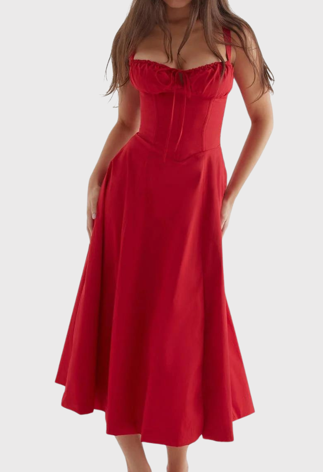 Variant image for Women's Midi Bustier Corset Dress - Elegant Summer Cocktail Dress in Lightweight Fabric-21