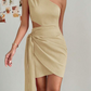 Variant image for One-Shoulder Satin Women's Dress with Cape Sleeve, Elegant Formal Dress for Special Occasions-7