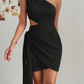 Variant image for One-Shoulder Satin Women's Dress with Cape Sleeve, Elegant Formal Dress for Special Occasions-10