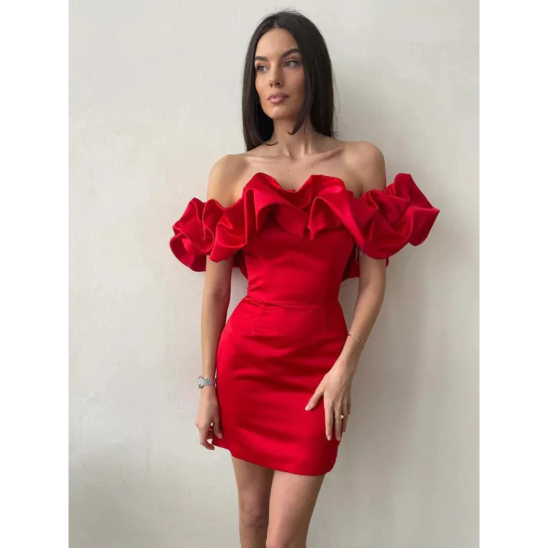 Elegant Off-Shoulder Women's Dress with Wrinkled Details ��� Versatile Summer Cocktail Dress in Black-2