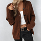 Women Oversized Cardigan - Hooded Button, Textured Knit