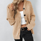 Women Oversized Cardigan - Hooded Button, Textured Knit