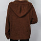 Women Oversized Cardigan - Hooded Button, Textured Knit