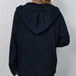 Women Oversized Cardigan - Hooded Button, Textured Knit